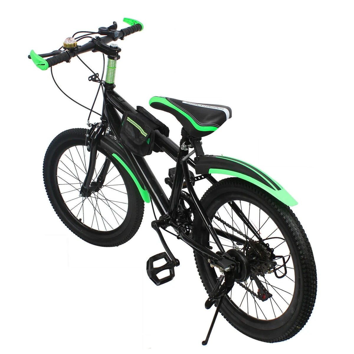 Adjustable Height Kids Mountain Bicycle Carbon Steel Argon Arc Welding Frame Smooth 7-Speed Shifting Strong Stopping Power Full Shock Absorption With Water Cup Holder Compass Bell Fit Growing Boys Outdoor Exercise Bike