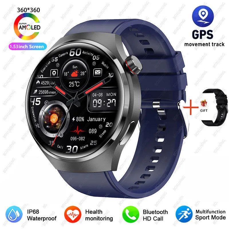 Reloj inteligente 2026 New Watch 4 Pro GPS para hombre, pantalla AMOLED 360*360, frecuencia cardíaca, llamada Bluetooth, resistente al agua IP68, smartwatch deportivo para hombre