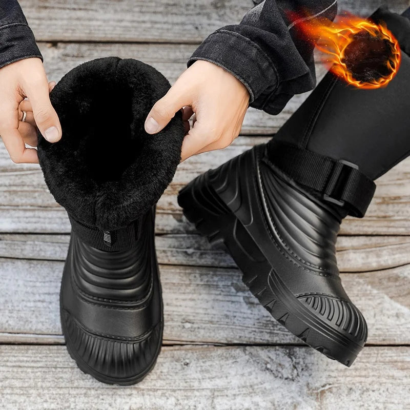 Botas de nieve nuevas para hombre, ideales para otoño e invierno, con forro polar y suela gruesa, resistentes al frío, cálidas para actividades al aire libre, impermeables, antideslizantes y aptas para senderismo.