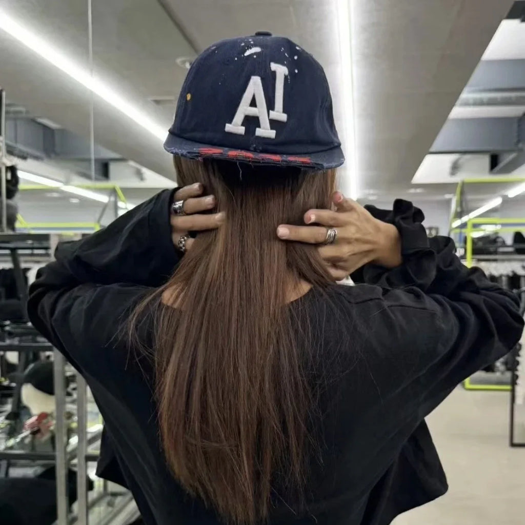 Grailz PROJECT G/R Rusty roof aged inkjet AI slogan baseball cap for men and women, ins Protocol index