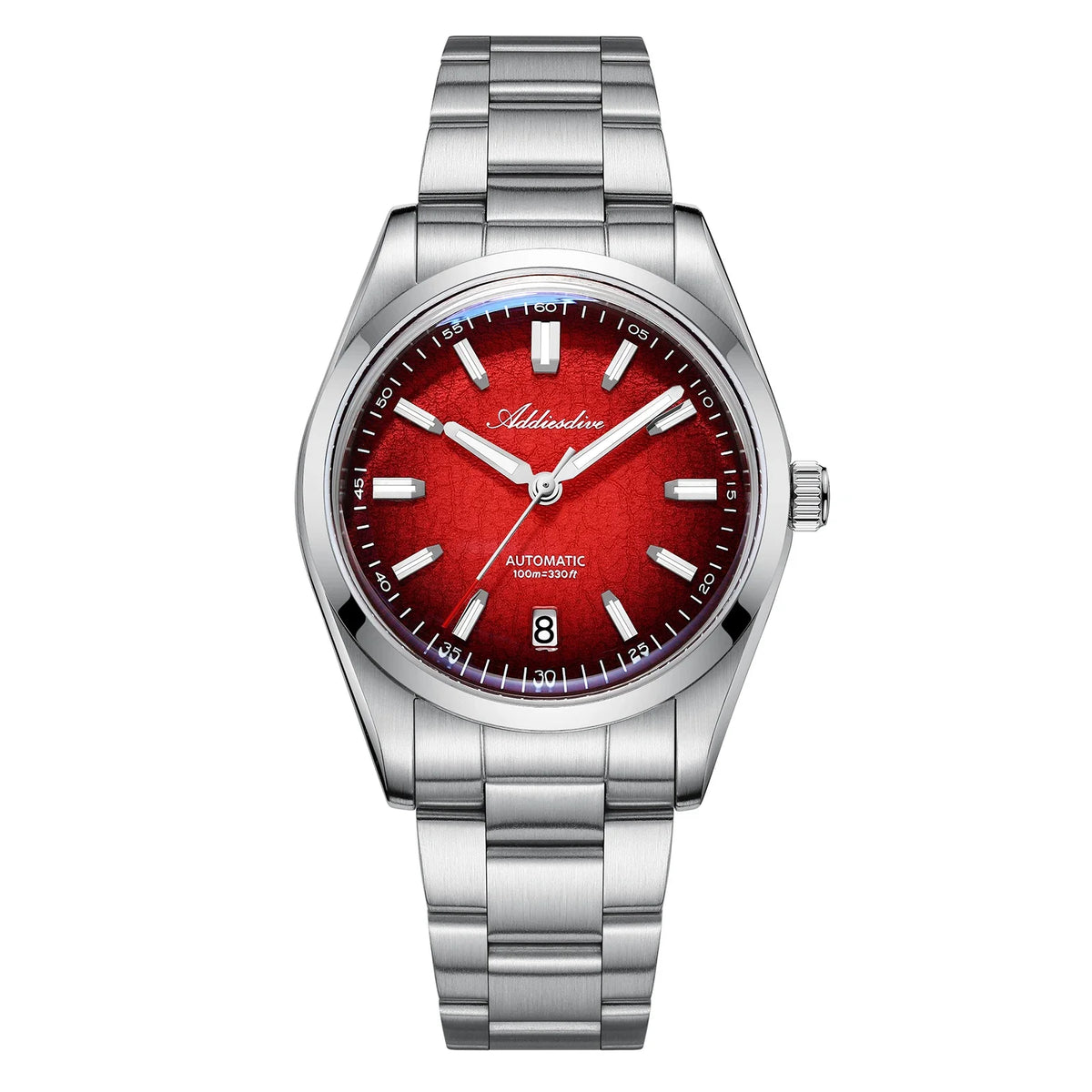 NUEVO Reloj ADDIESDIVE Degradado Rojo/Azul/Gris Automático Mecánico con Revestimiento AR AD2091 reloj hombre 100m Impermeable Luminoso