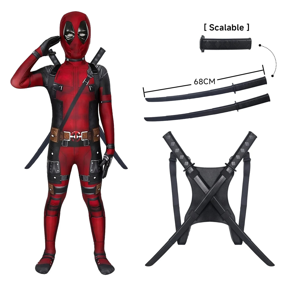 Disfraz de Deadpool de Alta Calidad, Disfraz de Halloween, Traje de Deadpool, Mono de Deadpool, Disfraz para Carnaval, Festival, Regalo, Set con Espada