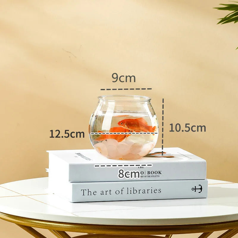 Portable Round Fish Bowl Small Aquariums For Small Ornamental Fish And Reptiles High Transparency Glass Good View PET Material