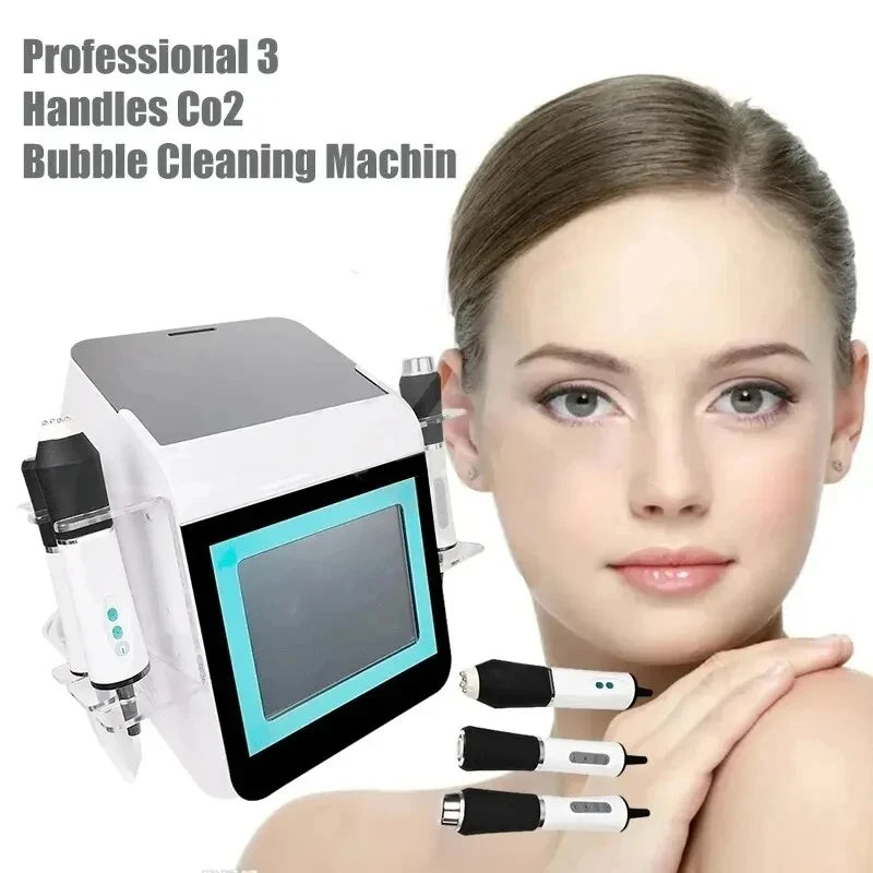 Nueva máquina 3 en 1 de burbujas de CO2 y oxígeno con UV, radiofrecuencia y ultrasonido para tensar la piel, exfoliar y cuidar la piel de forma multifuncional.