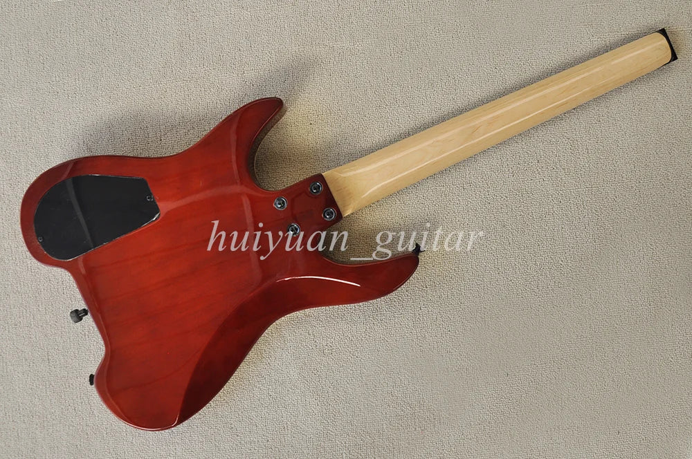 Guitarra Eléctrica Flyoung de 6 Cuerdas, Roja, sin Cabezal, con Incrustaciones de Abulón, Diapasón de Palisandro, 24 Trastes
