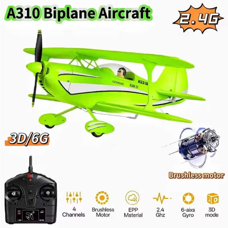 Avión de Control Remoto WLtoys 2026 A310 con Motor sin Escobillas 3D/6G con Giroscopio, Doble Ala, Avión de 4 Canales, Modelo de Juguete RC 3D