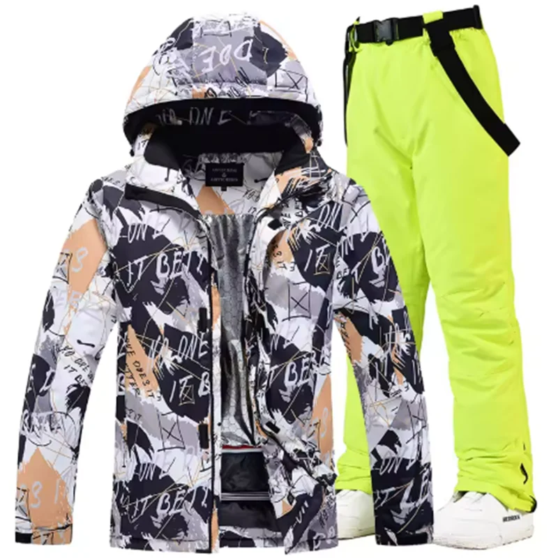 Traje de esquí colorido y cálido para hombre, ropa de snowboard, chaquetas de invierno, pantalones para hombre, ropa impermeable, disfraces de nieve,-30