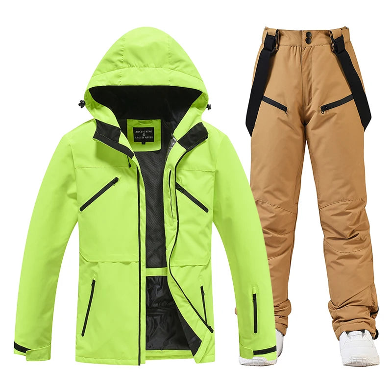 Conjunto de traje de esquí impermeable para hombre y mujer, traje de nieve, conjunto de chaqueta y pantalón de esquí, ropa de exterior, snowboard, en general
