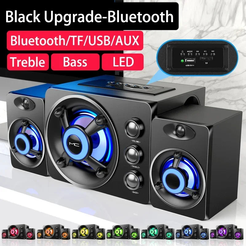 Altavoz de barra de sonido envolvente para cine en casa, estéreo 3D HIFI, con luces LED de colores, conexión AUX, USB, cableada e inalámbrica por Bluetooth