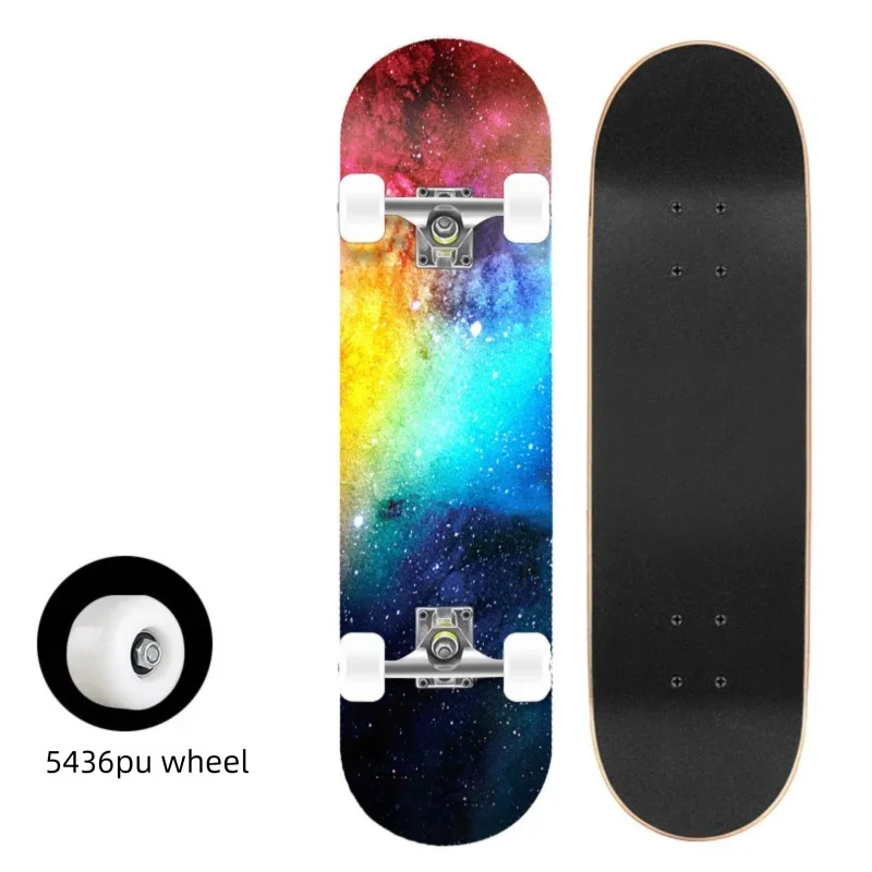 Patineta Completa para Trucos de Doble Patada, Madera de Arce, 4 Ruedas, Impresión por Transferencia de Calor, para Principiantes, Adultos y Niños