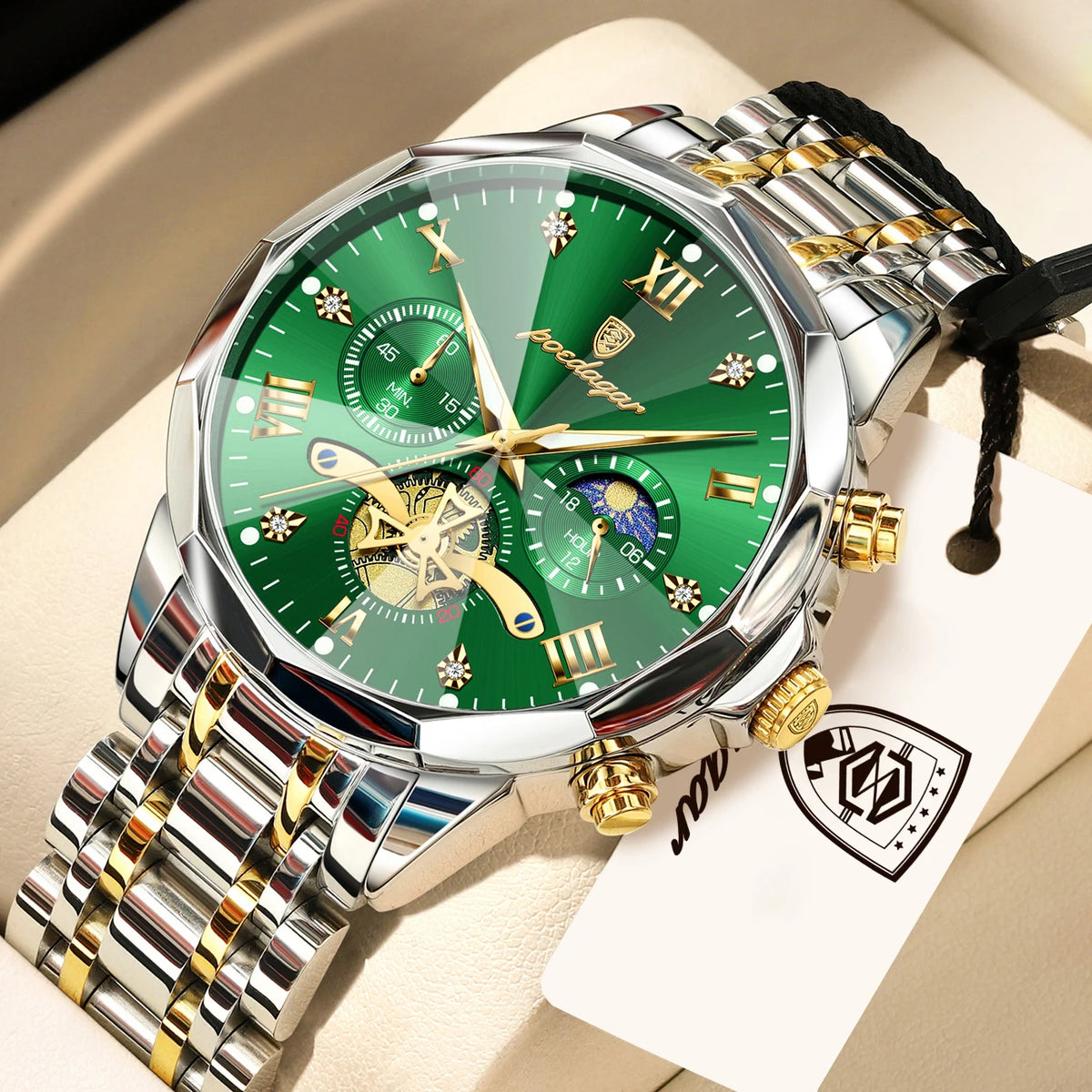 Reloj de lujo original para hombre POEDAGAR, resistente al agua, luminoso, cronógrafo, de acero inoxidable, de cuarzo, para negocios, Reloj Hombre