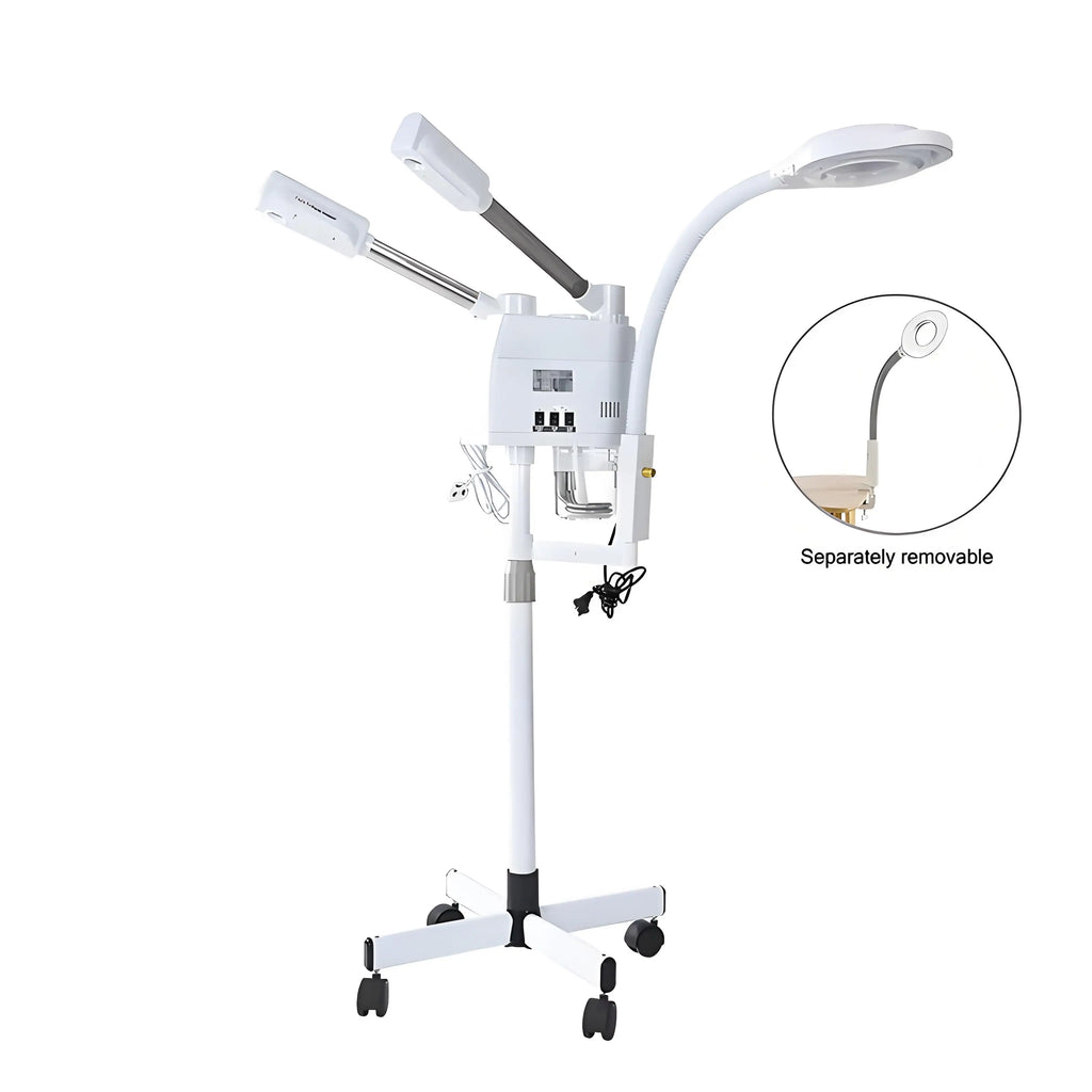 Vaporizador Facial vaporizador de vapor frío y caliente ozono 3 en 1 humidificador Nano iónico mejorado con lámpara de aumento LED 8X salón de belleza Spa
