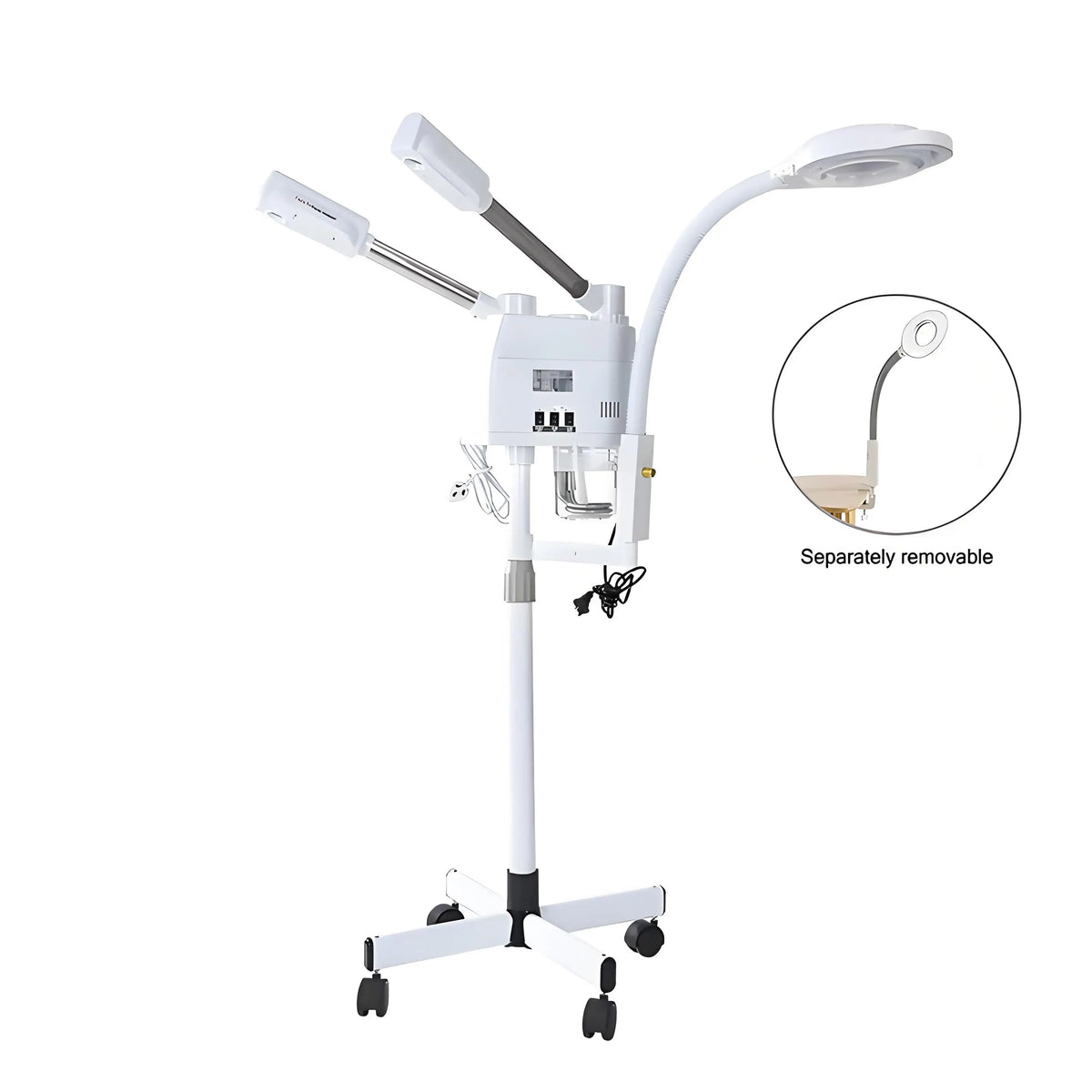 Vaporizador Facial vaporizador de vapor frío y caliente ozono 3 en 1 humidificador Nano iónico mejorado con lámpara de aumento LED 8X salón de belleza Spa