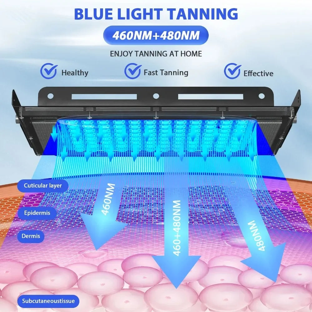 Lámpara de bronceado ultravioleta, trípode de 50W, lámpara de solario de 460nm y 480nm para bronceado corporal, 48 Uds., lámpara de luz azul, longitud de onda, cuidado de la piel