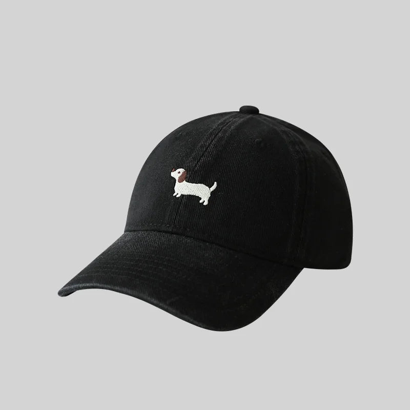 Gorra de béisbol con bordado de perro salchicha, protector solar, de moda, para exteriores, adecuada para hombres y mujeres, para uso diario informal.