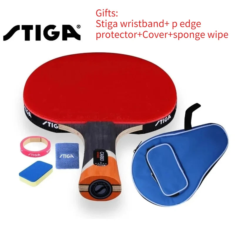 Raqueta de Tenis de Mesa Stiga 6 Estrellas con Goma de Doble Pimples-in, Raqueta de Ping Pong con Funda