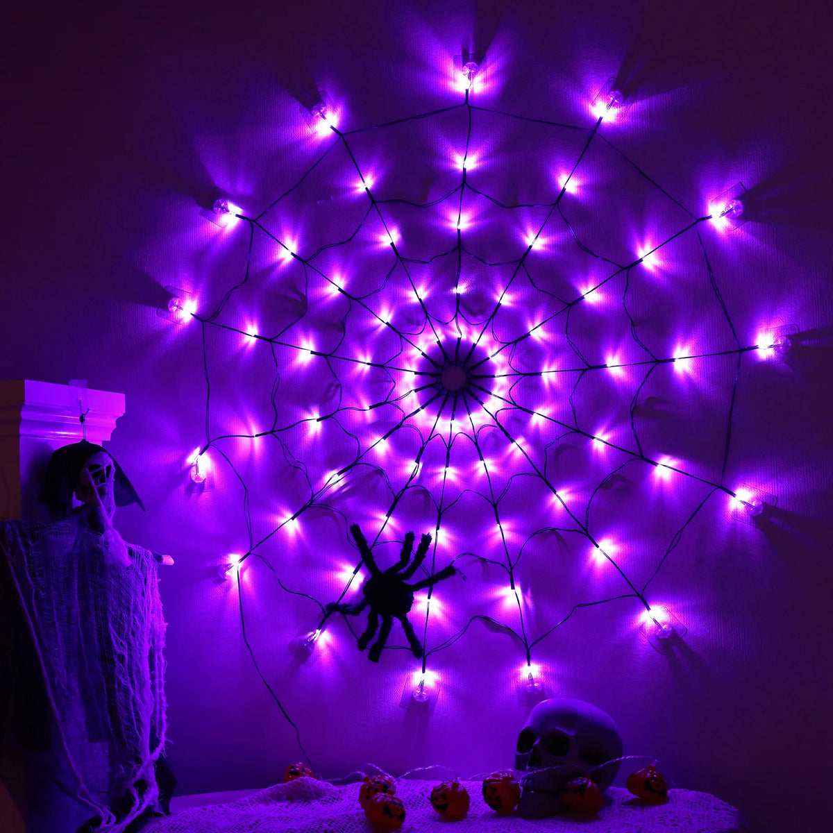 1 unidad de cadena de luces LED de fantasmas, decoración de Halloween para fiestas en el hogar, accesorio decorativo, luces de adorno para exteriores, funcionan con pilas