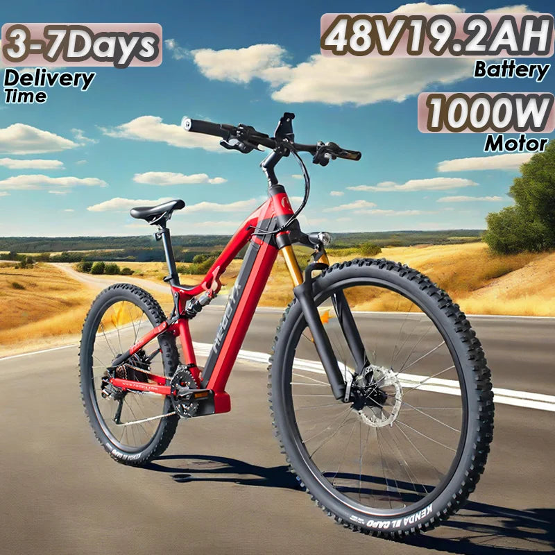 TX19 E Bike 1000W Motor 48V19.2AH Battery Hydraulic Brake Electric Bike 29-Inch Tire 27-Speed Off-road Mountain Electric Bicycle