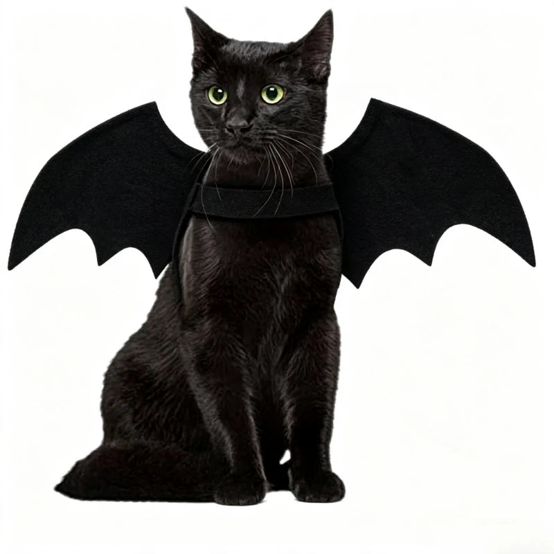 Disfraz de Halloween con Alas de Murciélago para Gato, Arnés Ajustable de Fieltro Negro para Mascotas, Accesorio de Disfraz para Gatitos