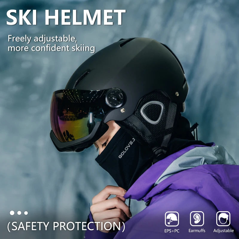 Casco de esquí Horntour 2027 con gafas, casco cálido ABC+EPS, casco de esquí de alta calidad para deportes al aire libre, casco para esquí y patinaje.