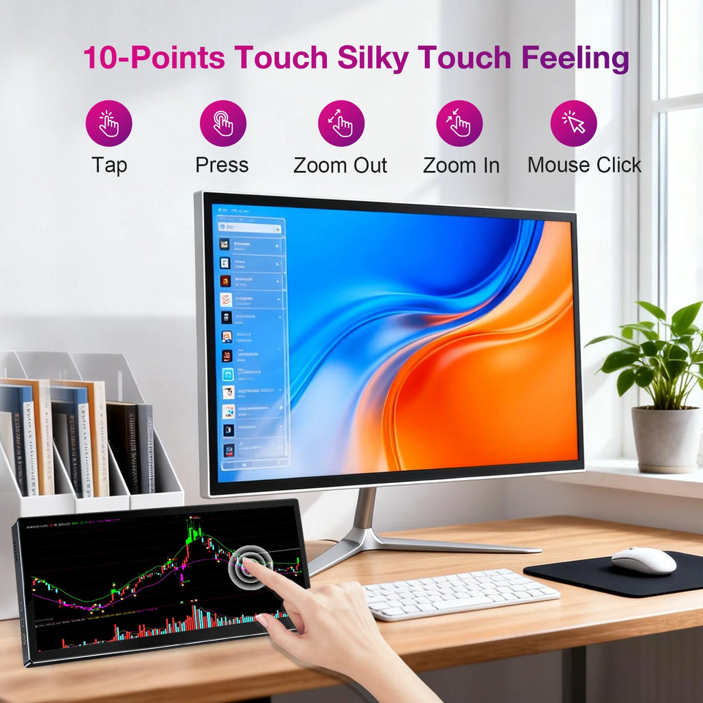 Monitor Portátil Táctil Unew de 12.3 Pulgadas, 1920x720 IPS, Pantalla Secundaria, Pantalla Táctil Capacitiva de 10 Puntos, Monitor Extendido para Laptop
