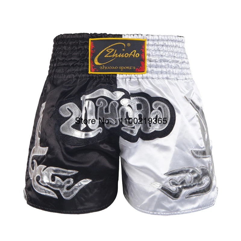 Pantalones cortos Muay Thai 2025, nuevos pantalones cortos de Kick Boxing para hombres, mujeres y niños, artes marciales Retro Thaiboxing Kickboxing Cage, pantalones de entrenamiento de lucha