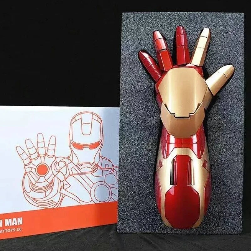 Nuevo Mk43 1:1 vengadores Marvel Iron Man guantes de brazo brillantes Cosplay accesorios de rendimiento figura usable juguetes muñecas regalos