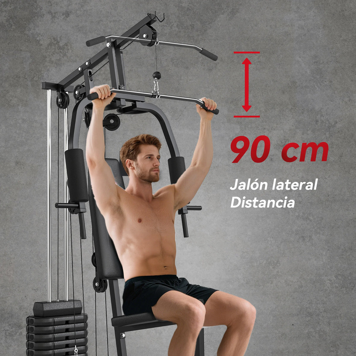 HOMCOM Multiestación Musculación con Curl para Piernas Peso de 45 kg Negro