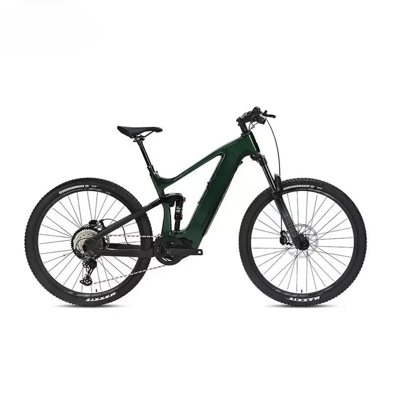 Bicicleta de montaña eléctrica todoterreno de alta potencia, 48V 500W, motor central de 12 velocidades, batería de litio integrada de 15AH 720Wh, cuadro de fibra de carbono