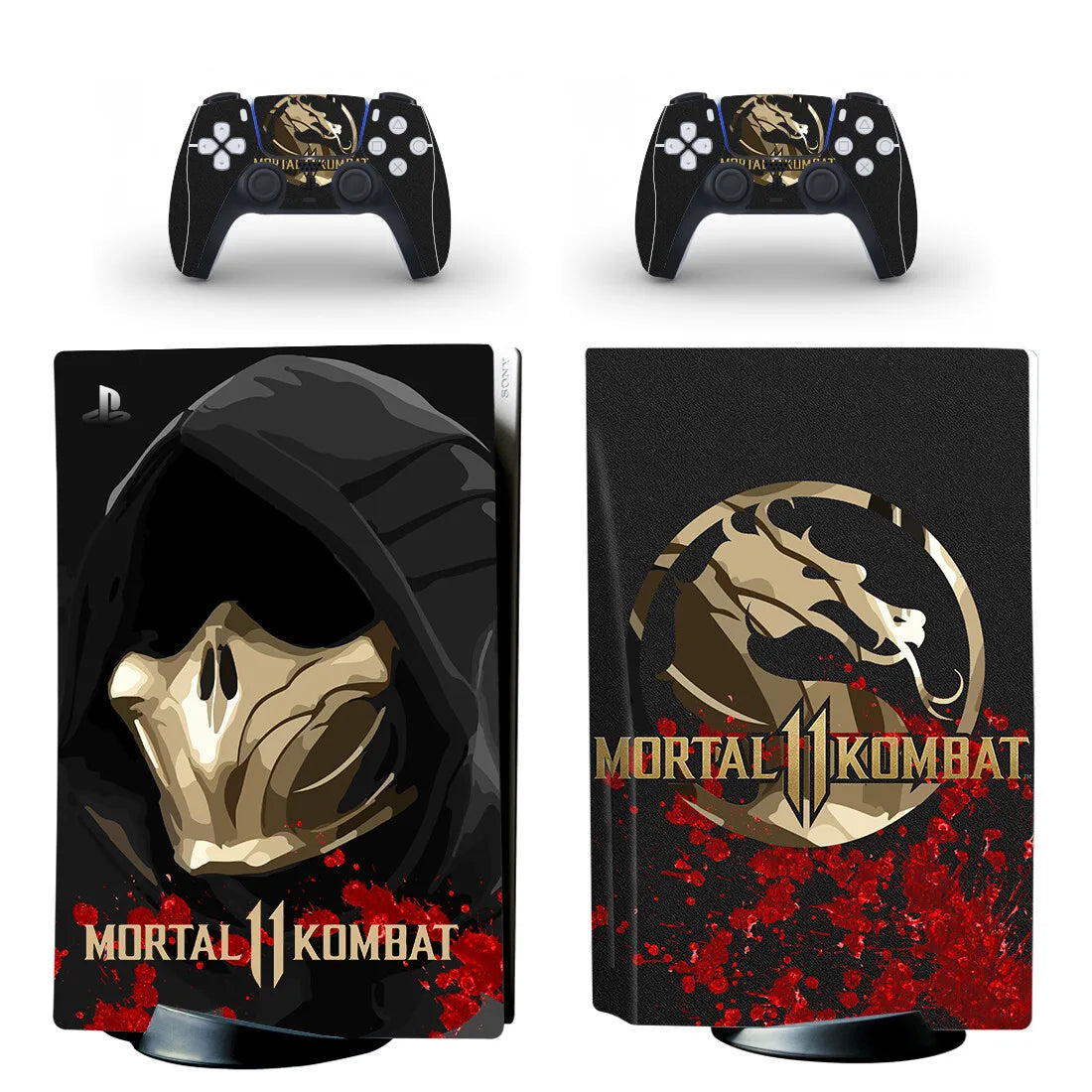 Pegatina adhesiva de vinilo para consola PS5 y 2 mandos, diseño de Mortal Kombat, versión disco