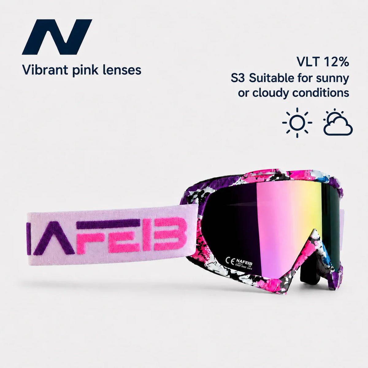 Gafas de Esquí, Aptas para Esquí y Snowboard, Gafas de Motociclismo para Todas las Estaciones, Equipadas con Lentes Anti-UV HD UV400