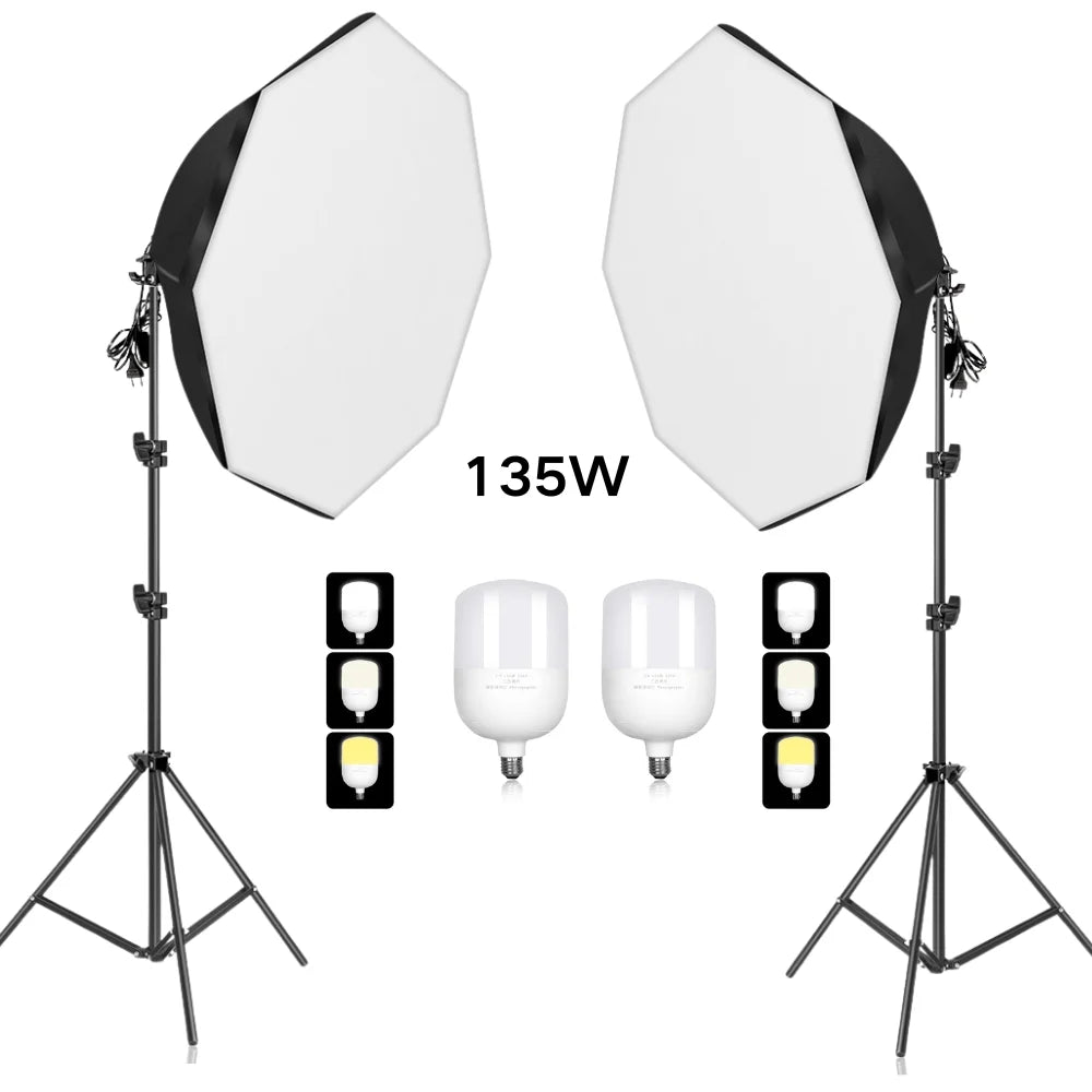 Kit de fotografía de luz Softbox, trípode de fotografía de 2M para luz de disco de caja suave Led de 45W, soporte de estudio fotográfico, iluminación, lámpara de grabación de vídeo