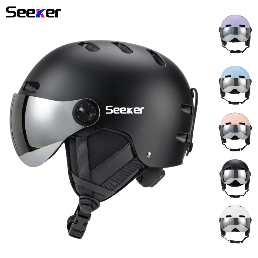 Casco de esquí Seeker con gafas Casco de nieve de invierno Deportes al aire libre Esquí alpino Casco de patinaje Casco de esquí para hombres y mujeres adultos