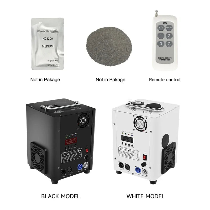 Máquina de chispas frías de 450W 600W con control remoto DMX, accesorio de fuegos artificiales para efectos escénicos en DJ, discotecas, conciertos, bodas, fiestas, clubes, espectáculos y eventos.