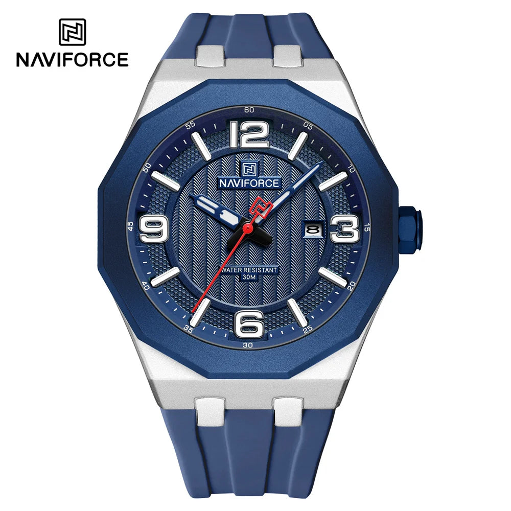 NAVIFORCE Men Wristwatch Top Brand Luxury Clear Business Watch Silicone Sport Military Original Quartz Male Clock Gift 8079
