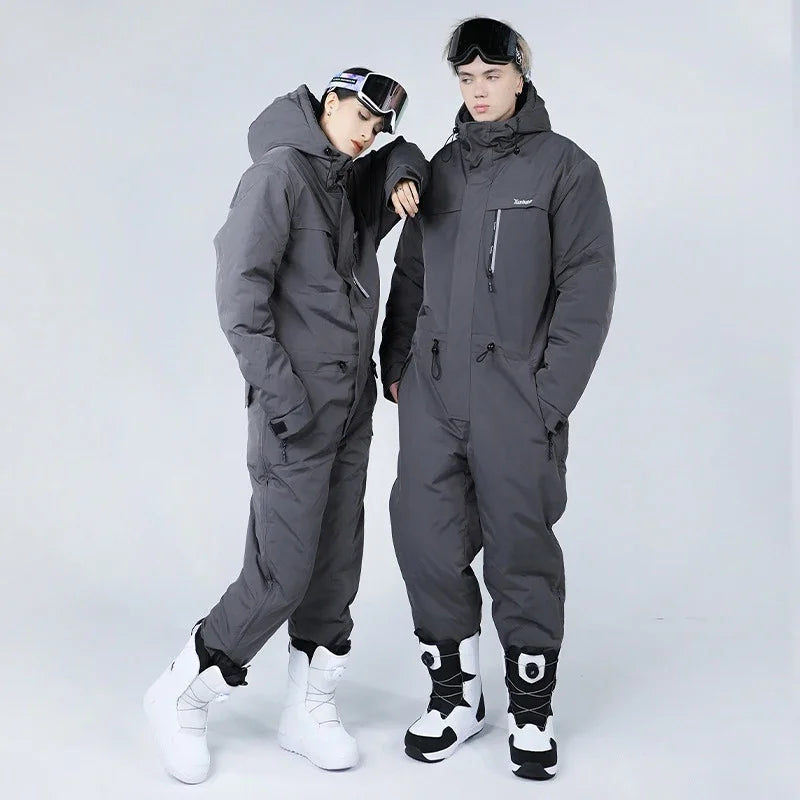 Traje de motociclismo de invierno, mono de esquí a prueba de frío, impermeable al aire libre, a prueba de viento, ropa de pesca integrada cálida y gruesa