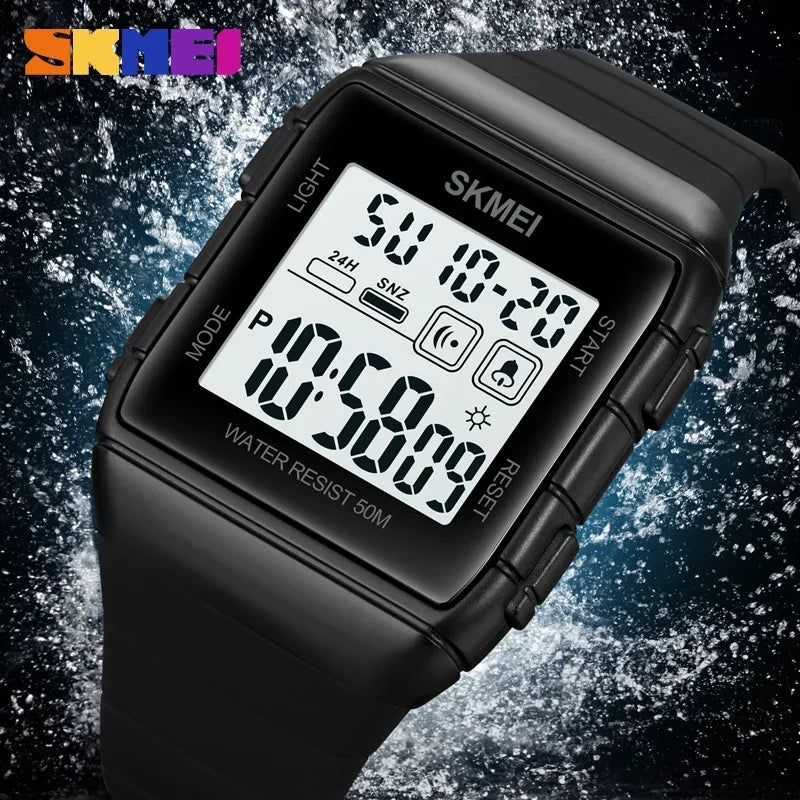 Reloj digital militar para hombre SKMEI 1960, deportivo, con calendario, cuenta regresiva, resistente al agua, a prueba de golpes, reloj de pulsera para hombre 1560