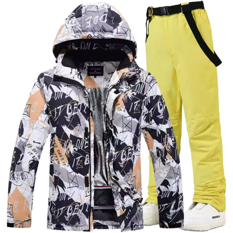 Traje de esquí colorido y cálido para hombre, ropa de snowboard, chaquetas de invierno, pantalones para hombre, ropa impermeable, disfraces de nieve,-30
