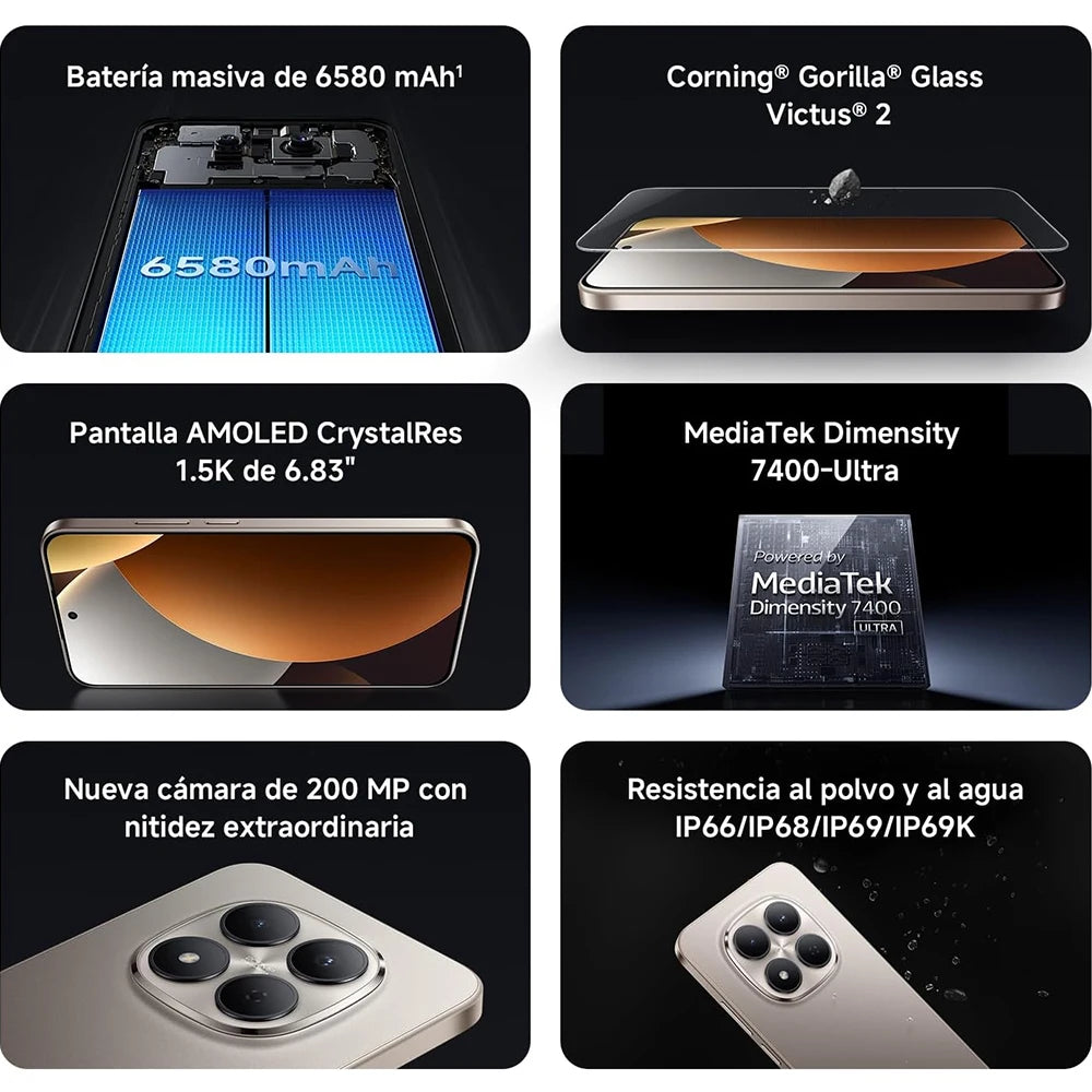 Xiaomi Redmi Note 15 Pro 5G Versión Global 256GB/512GB, pantalla AMOLED 6.83" 1.5K 120Hz, cámara de 200MP, MTK Dimensity 7400-Ultra, NFC, IP68, sin cargador