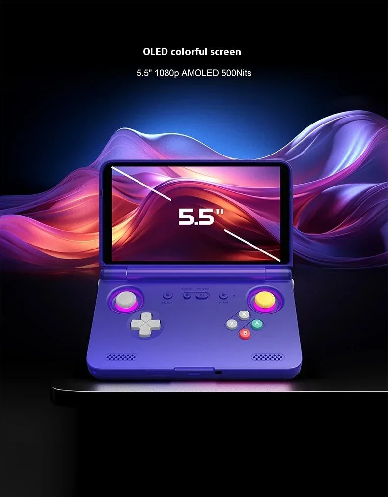Consola de juegos Retroid Pocket Flip2, consola plegable 1080p, pantalla AMOLED de 5,5" y 500 nits, dispositivo portátil de juegos de 5000 mAh personalizado