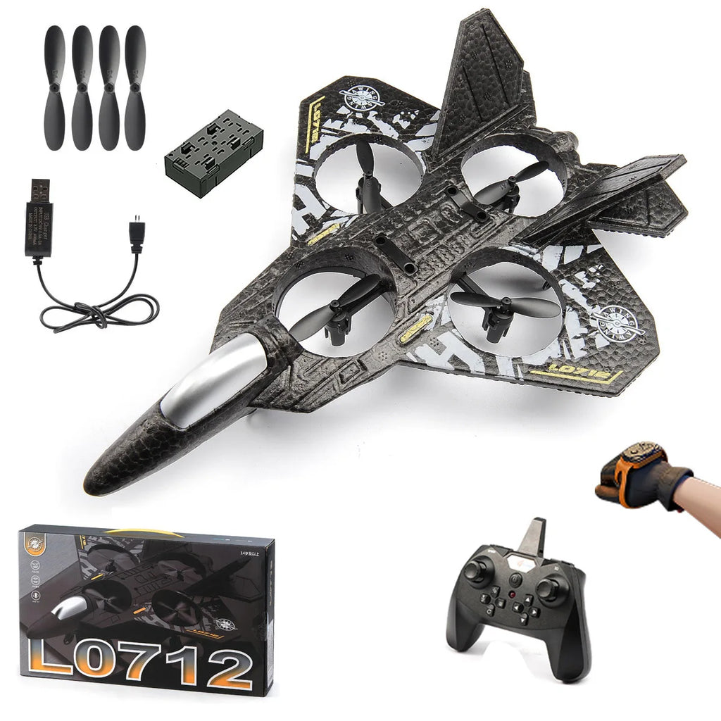 L0712 RC avión 2,4G Avión de Control remoto helicóptero con detección de gravedad planeador con luchadores de espuma EPP ligeros para niños