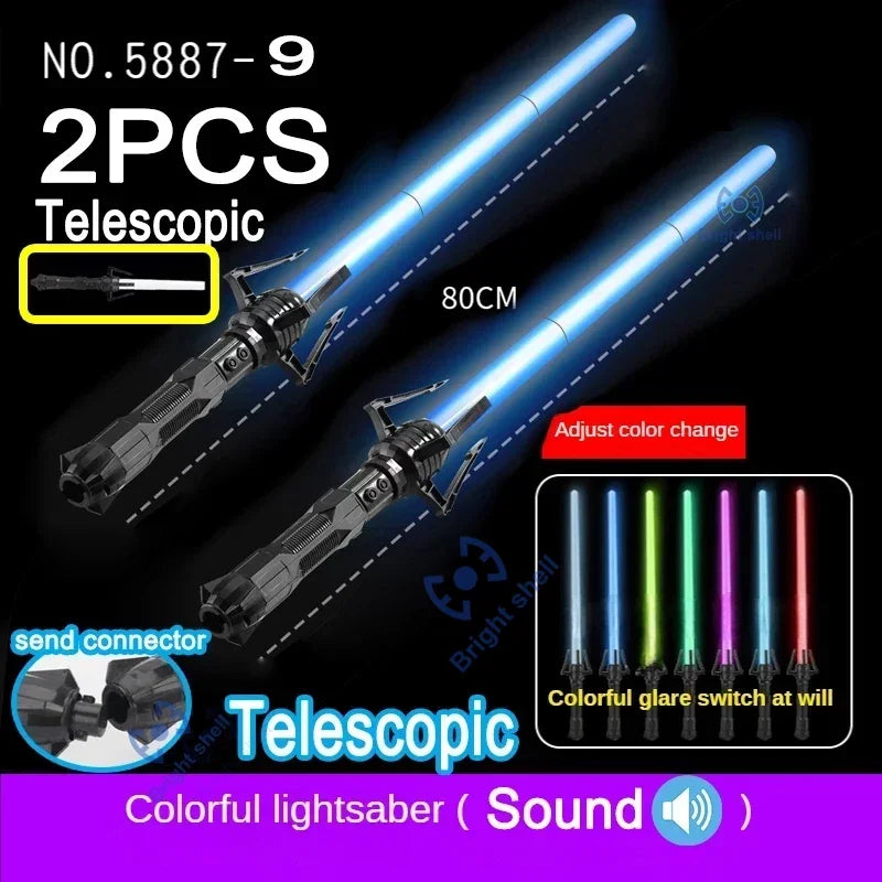 Sable de luz de 80 cm, juguete de espada láser RGB, sable de luz con 7 colores intercambiables, juguete telescópico Force FX FOC con efectos de sonido, espada Jedi para niños, regalo para niños