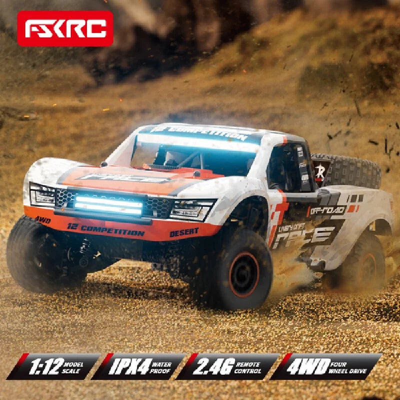 Coche RC HuangBo HB-RD1201 1:12 4WD, Camioneta de Carreras con Luces LED, Control de Crucero y Giroscopio – Juguete RC para Niños y Adultos