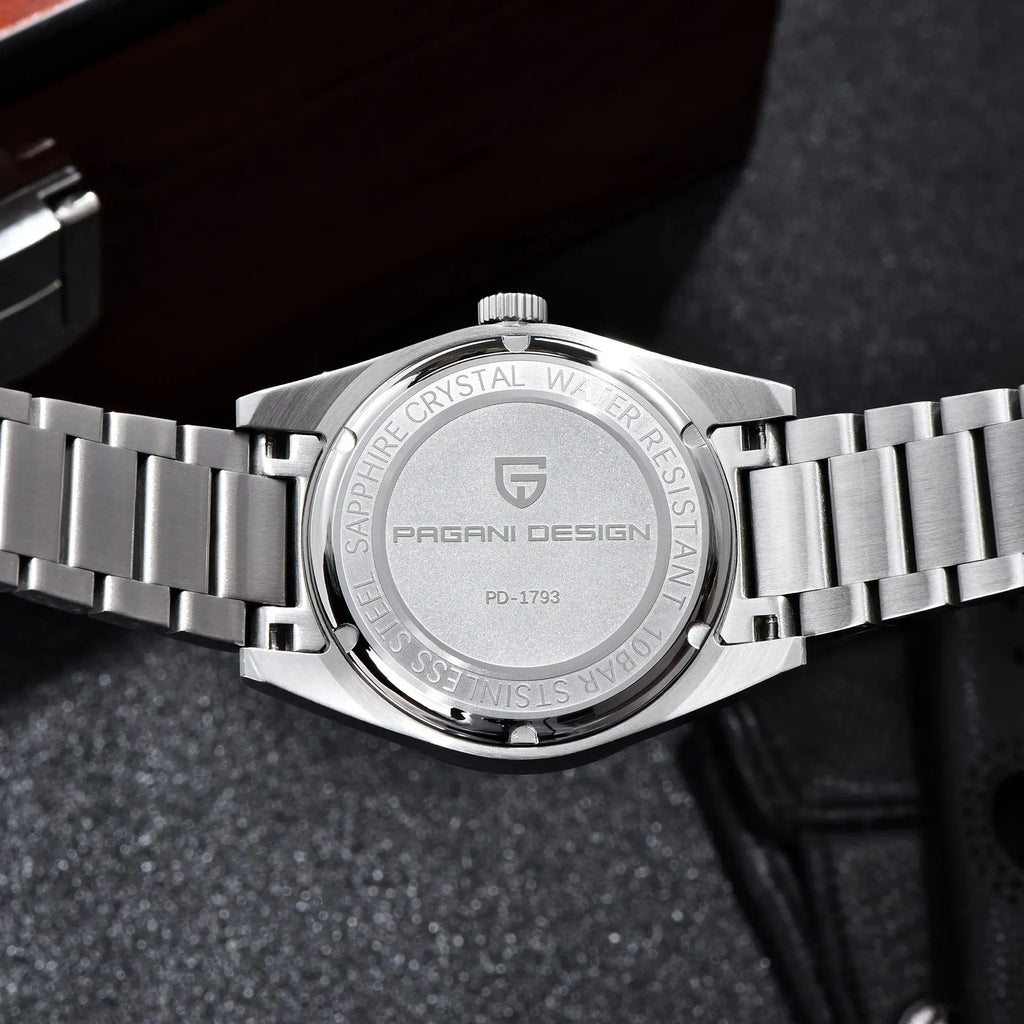 Reloj PAGANI DESIGN PD1793 2025, 38 mm, movimiento de cuarzo VH31, cristal de zafiro, acero inoxidable, resistente al agua 100 m, reloj casual