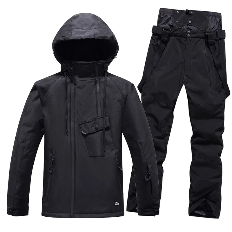 Trajes de esquí gruesos para hombres y mujeres, tablas de snowboard de montaña, pantalones de nieve, a prueba de viento, impermeable, cálido, conjunto de pareja