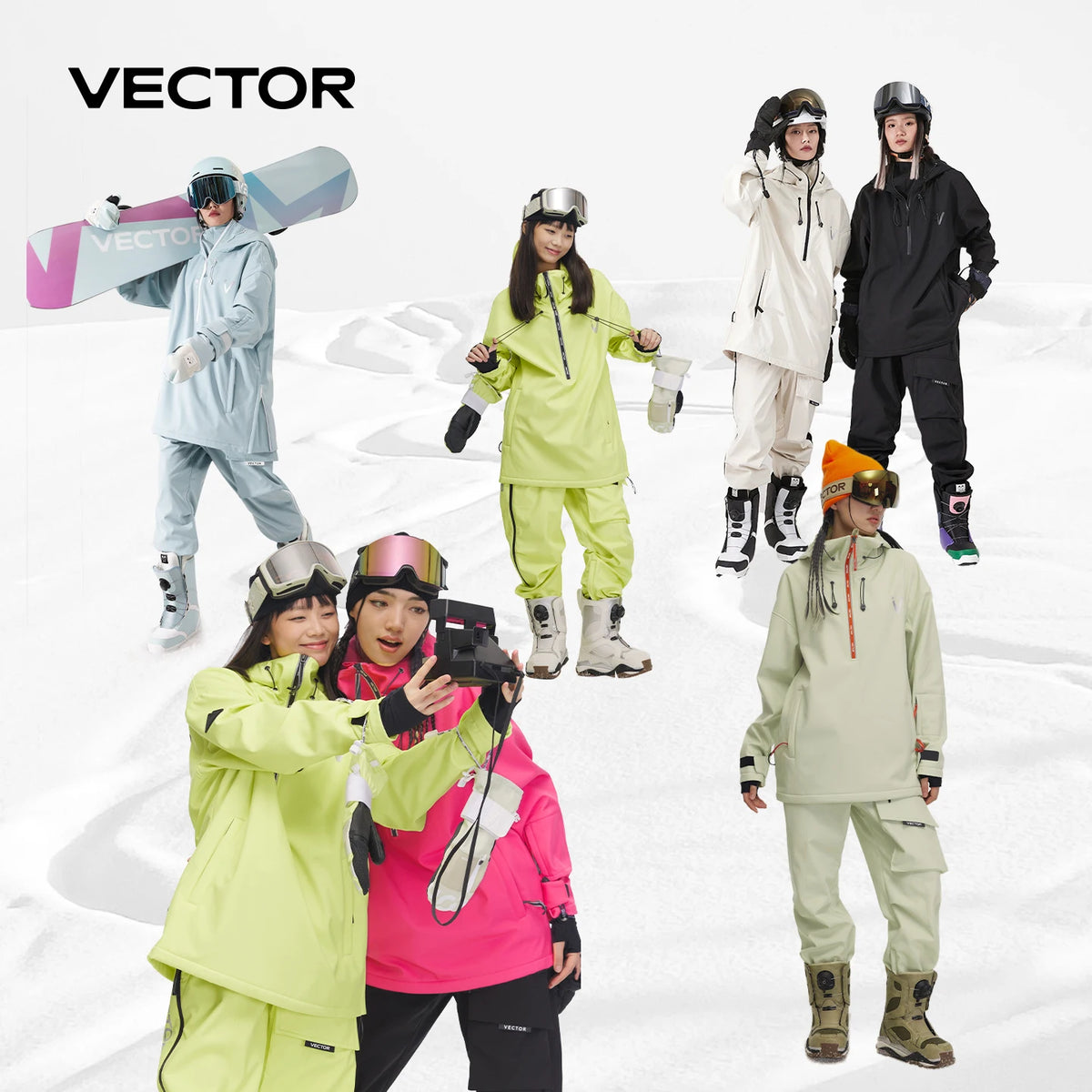 Conjunto de chaqueta y pantalones de esquí VECTOR para invierno, para mujer y hombre, de color liso, térmico, para practicar deportes de nieve, chaqueta de snowboard, resistente al viento, ropa de montaña, ropa de esquí.