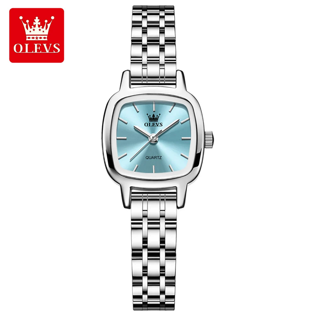 OLEVS 5675 NUEVO Reloj de Mujer Elegante Cuadrado Impermeable Reloj de Pulsera para Dama Regalos Correa de Acero Sólido Original Relojes de Cuarzo para Mujeres