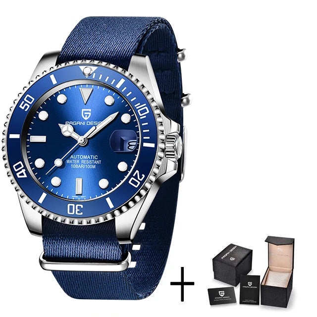 Reloj automático de lujo para hombre PAGANI DESIGN, reloj de pulsera mecánico de buceo con cristal de zafiro, reloj de negocios de acero inoxidable para hombre