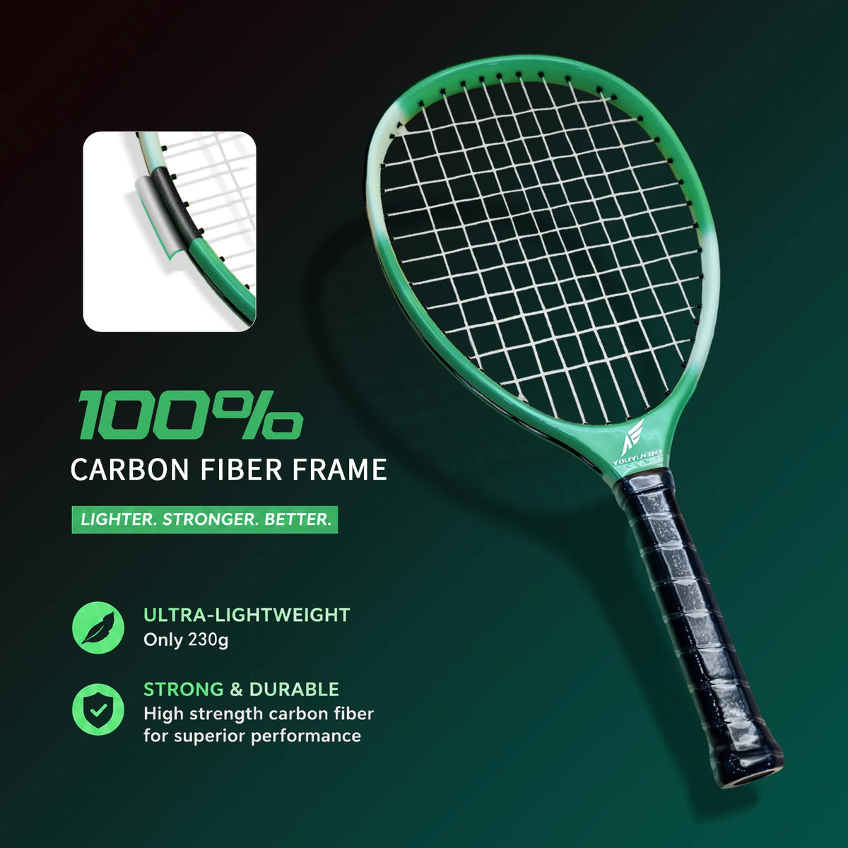 Pala de Tenis TYPTI de Carbono, Raqueta de Fibra de Carbono Preencordada, Mini Raqueta de Tenis para Pelota de Espuma de Bajo Ruido, Deporte de Pickleball