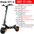 Patinete eléctrico plegable negro con panel de control y detalles naranjas